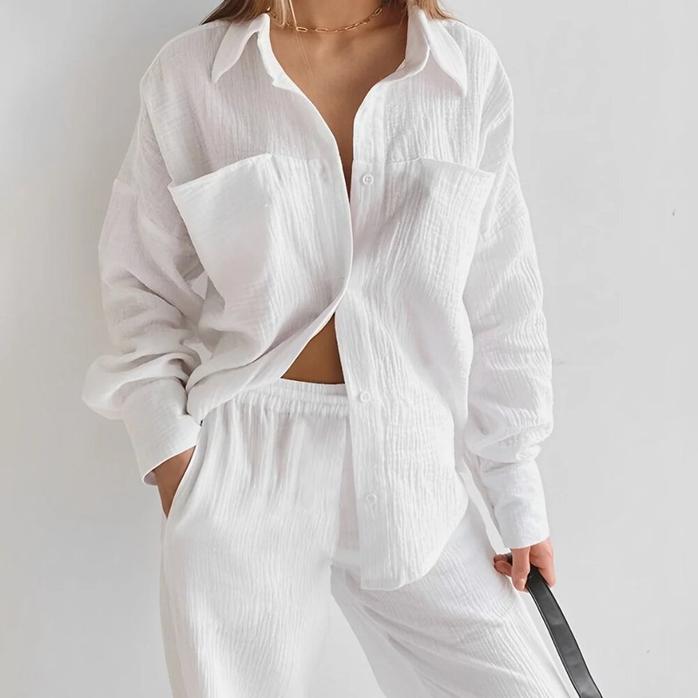 Minimalist Cotton Two Piece Pants Set